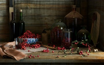 Photorealism Still Life Painting - Cherry Red Wine realism still life
